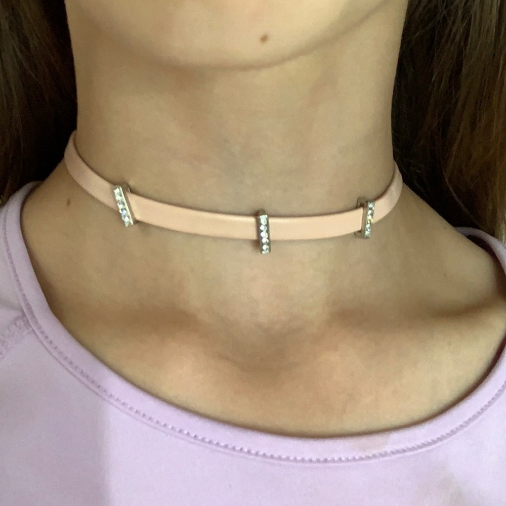pink choker with three bars